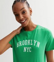 New Look Green Brooklyn Long Logo T-Shirt